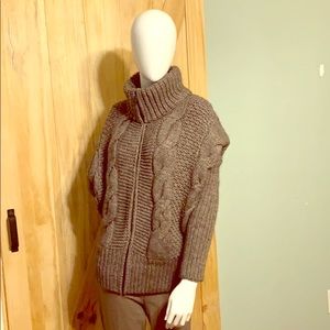 Brown Heather Chunky Full Zip Cardigan